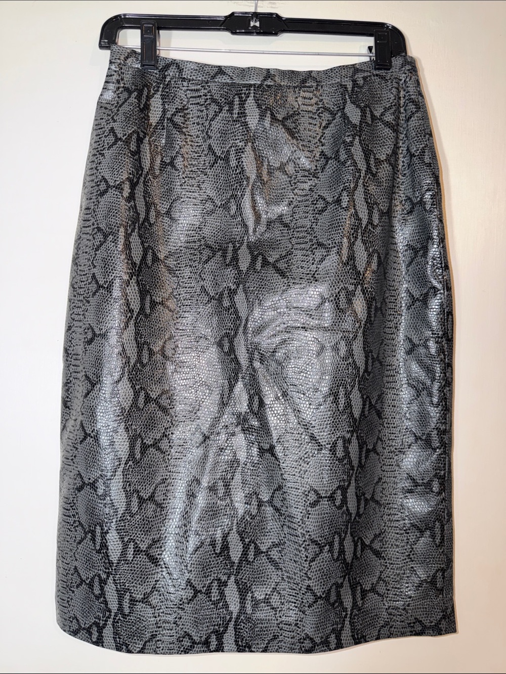 Vintage Liz Claiborne Snake-Print Leather Pencil Skirt - Gray